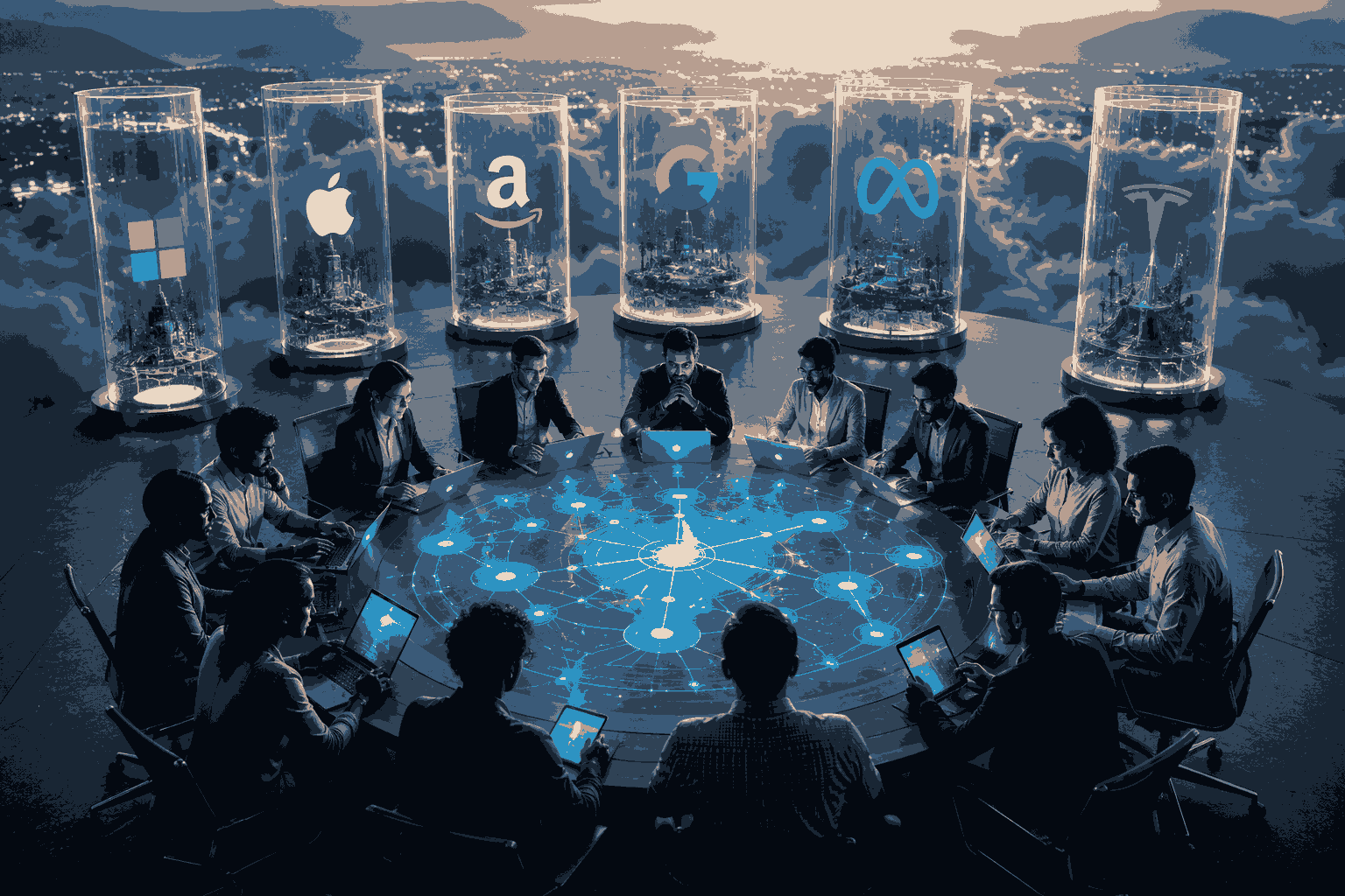 Strategy team analyzing lessons from leading technology companies
